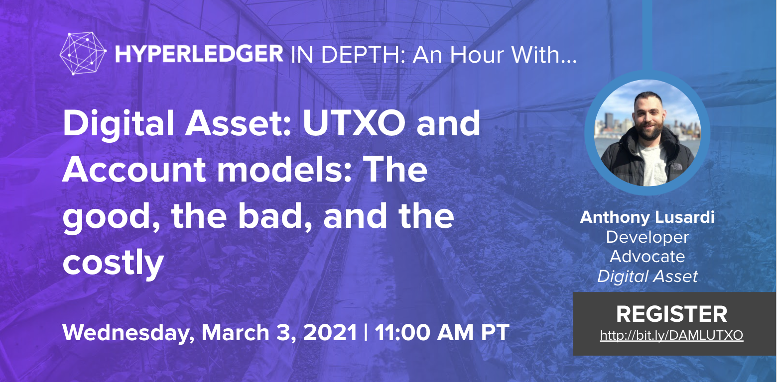 Hyperledger In-Depth – An hour with Digital Asset: UTXO and Account models: The good, the bad, and the costly