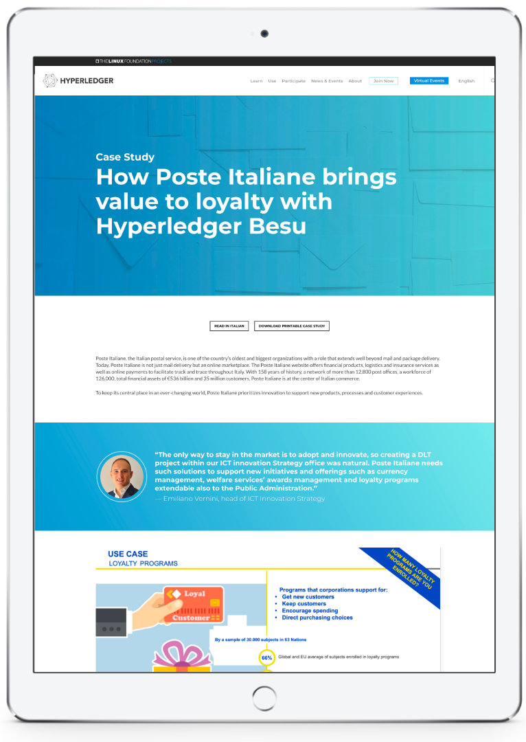 Poste Italiane Turns to Hyperledger Besu to Streamline Multibrand Loyalty Program